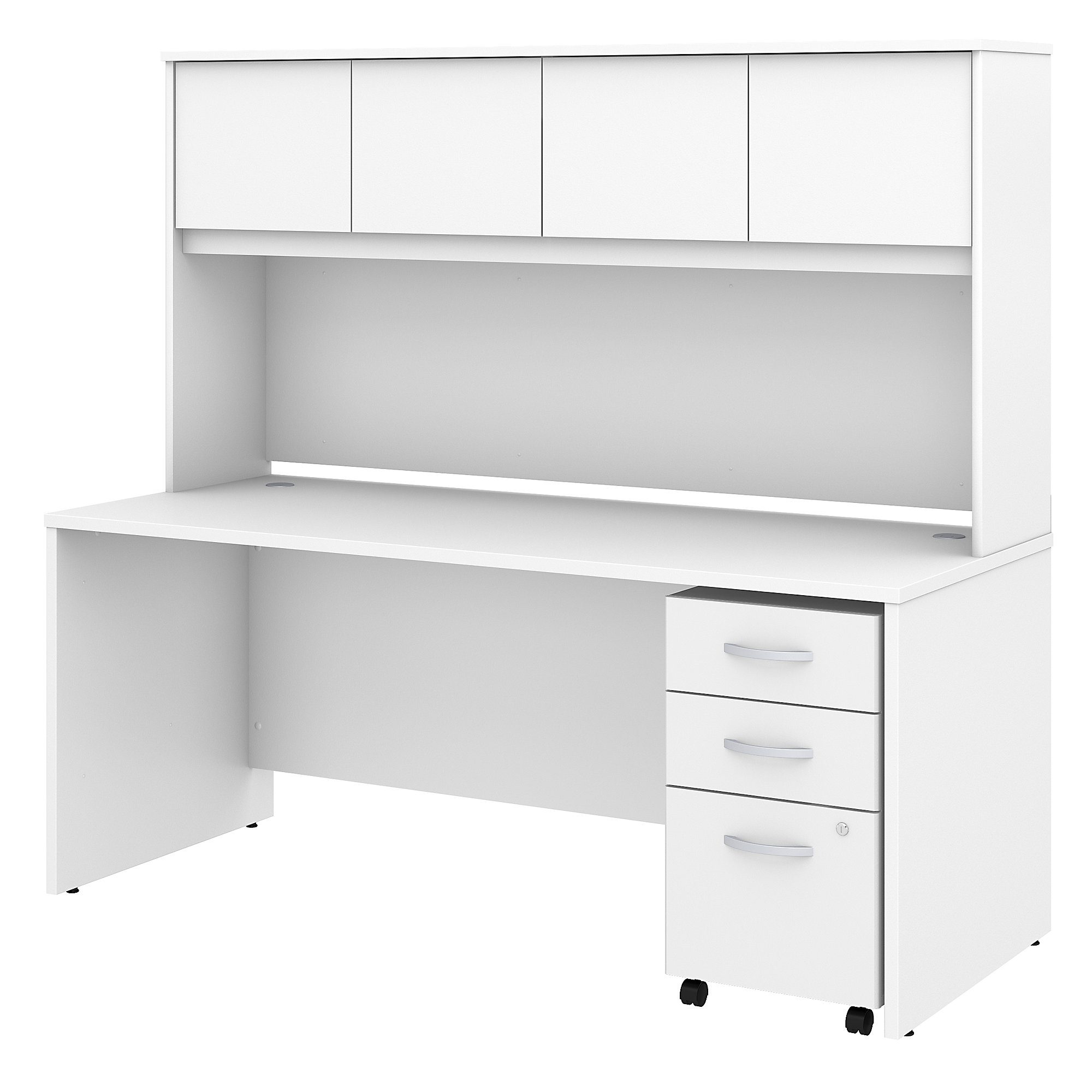 Bush Business Furniture Series C 72W x 30D Office Desk with Mobile File Cabinet Mocha Cherry